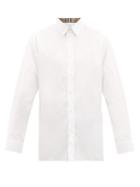 Matchesfashion.com Burberry - Serjeants Logo Embroidered Cotton Blend Shirt - Mens - White