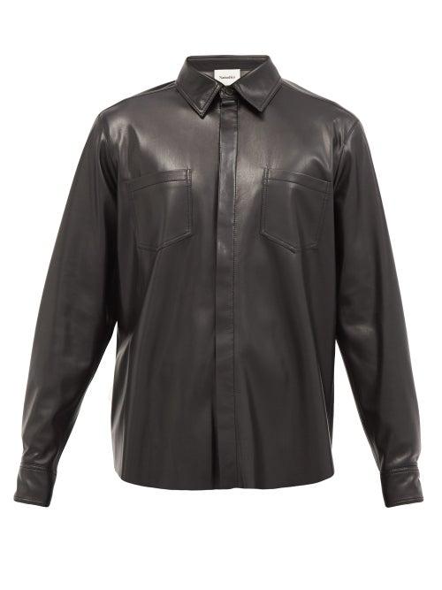 Matchesfashion.com Nanushka - Patch-pocket Faux-leather Shirt - Mens - Black