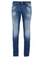 Matchesfashion.com Jacob Cohn - Distressed Mid Rise Slim Leg Jeans - Mens - Blue