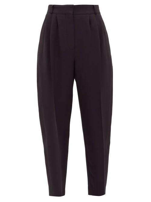 Matchesfashion.com Alexander Mcqueen - Copped Satin Side-panelled Trousers - Womens - Black