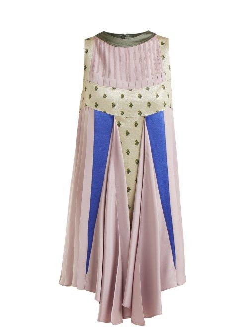 Matchesfashion.com Valentino - Floral Jacquard Panelled Dress - Womens - Pink Multi