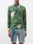 Ahluwalia - Buki Slim-fit Printed Satin Shirt - Mens - Green