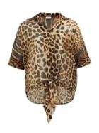 Matchesfashion.com Saint Laurent - Leopard-print Silk-chiffon Shirt - Mens - Black Brown