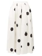 Matchesfashion.com Christopher Kane - Polka Dot Cotton Blend Charmeuse Midi Skirt - Womens - White Black