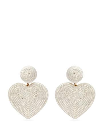 Matchesfashion.com Rebecca De Ravenel - Cora Heart Cord Earrings - Womens - White