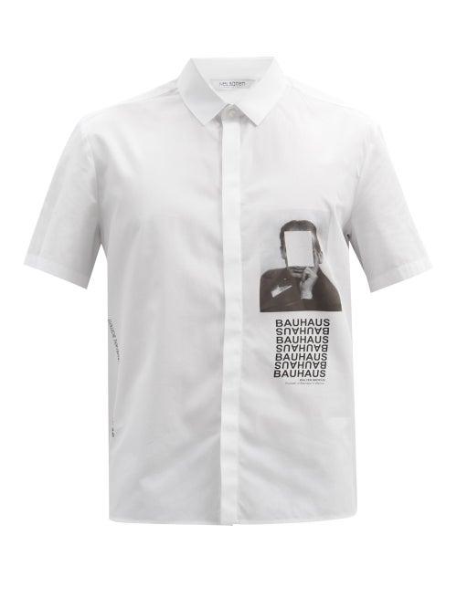 Matchesfashion.com Neil Barrett - Walter Gropius-print Cotton Short-sleeved Shirt - Mens - White Black