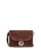 Matchesfashion.com Gucci - Gg Ring Suede Shoulder Bag - Womens - Brown