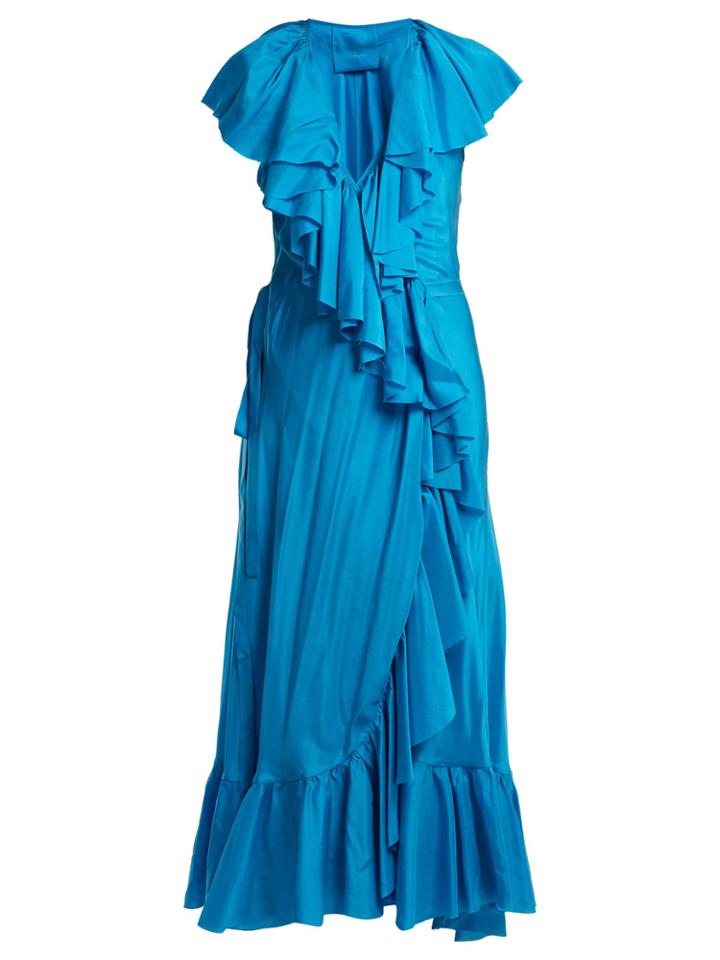 Loup Charmant Callela Ruffled Silk Wrap Dress