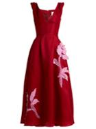 Carolina Herrera Floral Appliqu Silk-gazar Dress