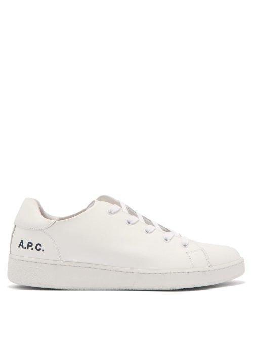 Matchesfashion.com A.p.c. - Logo Print Leather Trainers - Mens - White