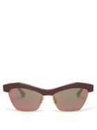 Bottega Veneta - Cat-eye Acetate Sunglasses - Womens - Burgundy