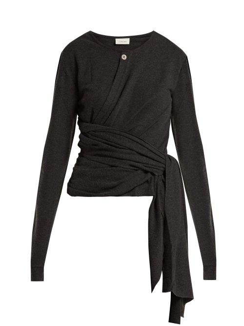Matchesfashion.com Lemaire - Wool Blend Wrap Top - Womens - Dark Grey
