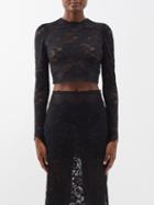 Paco Rabanne - Lace Crop Top - Womens - Black