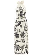 Matchesfashion.com Johanna Ortiz - Ancient Dynasty Floral-print Halterneck Silk Dress - Womens - Cream Multi