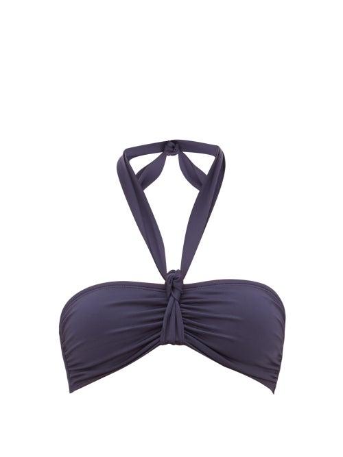Matchesfashion.com Asceno - Verona Knot-front Bandeau Bikini Top - Womens - Navy