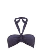 Matchesfashion.com Asceno - Verona Knot-front Bandeau Bikini Top - Womens - Navy