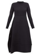 Matchesfashion.com Jil Sander - Side Split Panelled Wool Midi Dress - Womens - Dark Navy