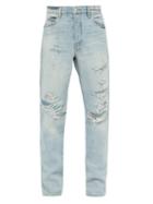 Matchesfashion.com Amiri - Destroyed Distressed Straight Leg Jeans - Mens - Light Blue
