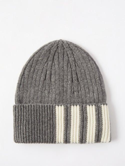 Thom Browne - Four Bar-intarsia Cashmere Beanie Hat - Mens - Grey