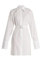 Matchesfashion.com Helmut Lang - Striped Tie Waist Cotton Shirtdress - Womens - White