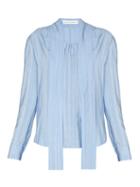 Matchesfashion.com Altuzarra - Visage Neck Tie Silk Blend Crepe Blouse - Womens - Light Blue