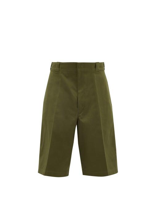 Matchesfashion.com Prada - Cotton Twill Chino Shorts - Mens - Green