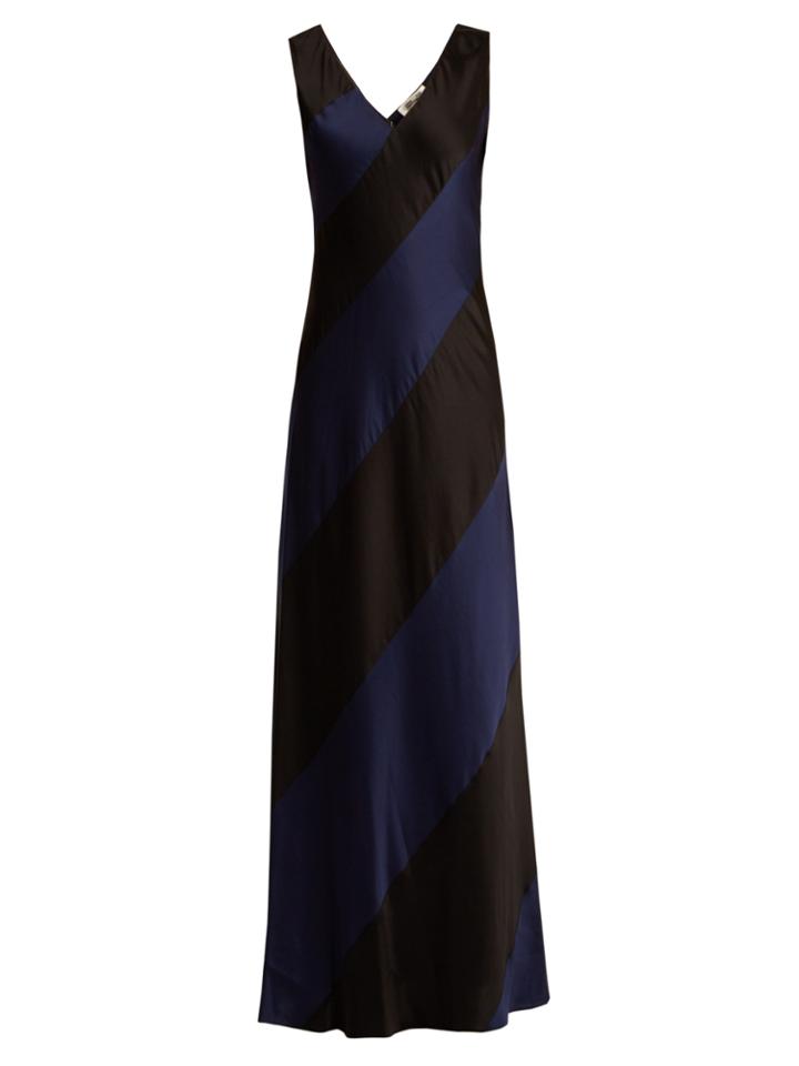 Diane Von Furstenberg Bi-colour V-neck Panelled-satin Gown