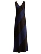 Diane Von Furstenberg Bi-colour V-neck Panelled-satin Gown