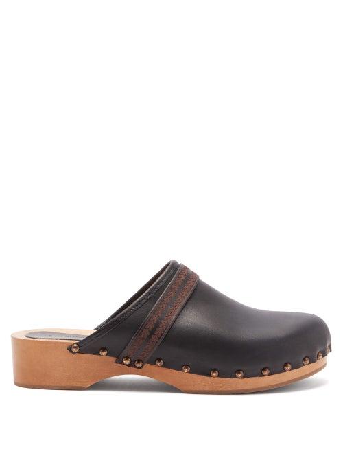 Matchesfashion.com Isabel Marant - Thalie Leather And Wood Clog Mules - Womens - Black