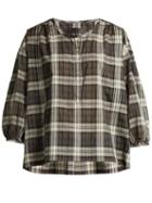 Matchesfashion.com Nili Lotan - Paloma Tartan Cotton Top - Womens - Blue Multi