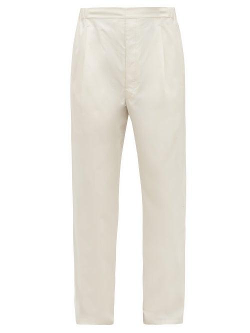 Matchesfashion.com Lemaire - Drawstring-waist Cotton-poplin Trousers - Mens - Light Grey