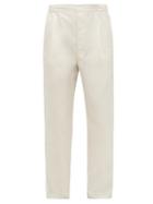 Matchesfashion.com Lemaire - Drawstring-waist Cotton-poplin Trousers - Mens - Light Grey