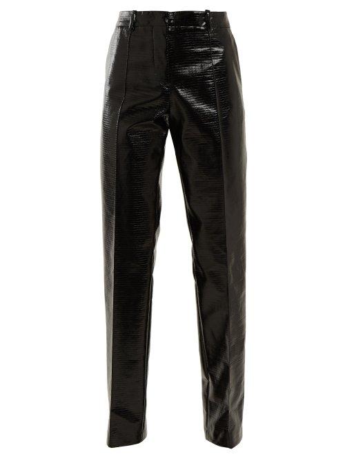 Matchesfashion.com Jil Sander - Emilio Straight Leg Coated Cotton Blend Trousers - Womens - Black