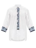 Matchesfashion.com Dolce & Gabbana - Majolica-print Trim Cotton-blend Poplin Shirt - Mens - White
