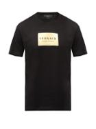 Matchesfashion.com Versace - Gold Tag-print Cotton T-shirt - Mens - Black