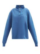 Les Tien - Yacht Brushed-back Cotton Quarter-zip Sweatshirt - Womens - Blue