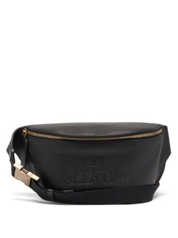 Mens Bags Valentino Garavani - Logo-debossed Grained-leather Belt Bag - Mens - Black