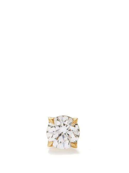 Lizzie Mandler - Diamond & 18kt Gold Single Stud Earring - Womens - Yellow Gold