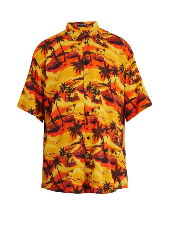 Balenciaga Point-collar Hawaiian Shirt