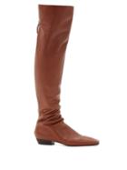 Matchesfashion.com The Row - Slouch Over-the-knee Leather Boots - Womens - Brown