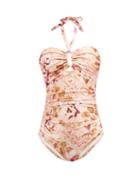Zimmermann - Rosa Ruched Floral-print Swimsuit - Womens - Pink Print