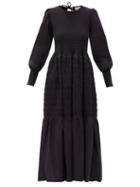 Matchesfashion.com Molly Goddard - Michaela Shirred Cotton-blend Poplin Dress - Womens - Black