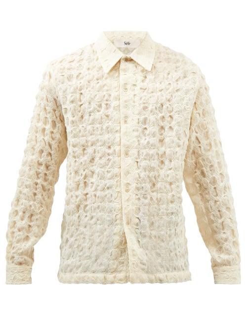 Sfr - Ripley Wool-cloqu Shirt - Mens - Cream