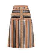 Matchesfashion.com Burberry - Arisa Box Pleated A Line Skirt - Womens - Beige Multi