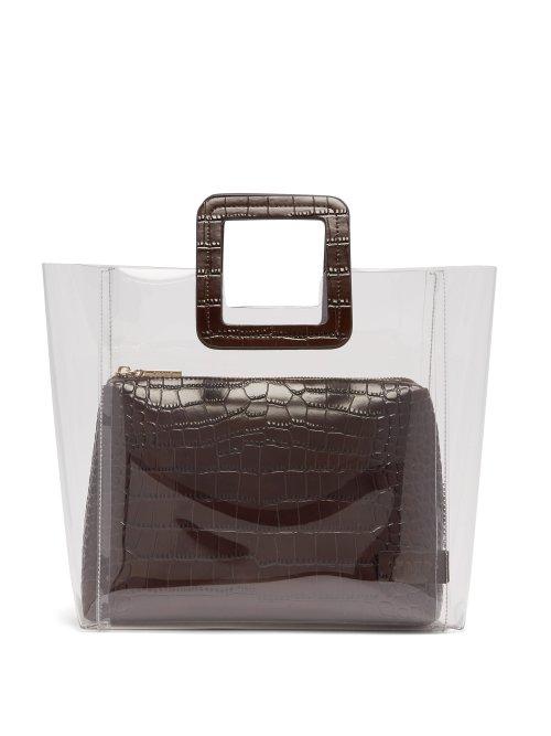 Matchesfashion.com Staud - Shirley Pvc And Crocodile Effect Leather Tote - Womens - Brown