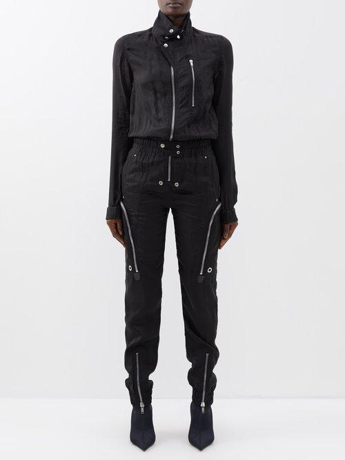 Rick Owens - Bauhaus Zipped Cupro Jumpsuit - Womens - Black