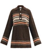 Matchesfashion.com Ganni - Crystal-button Cable-knit Sweater - Womens - Brown