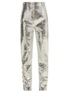 Matchesfashion.com Hillier Bartley - Crackle Coated Metallic Trousers - Womens - Silver