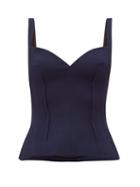 Matchesfashion.com Emilia Wickstead - Giucia Sweetheart Neckline Wool Crepe Top - Womens - Dark Navy