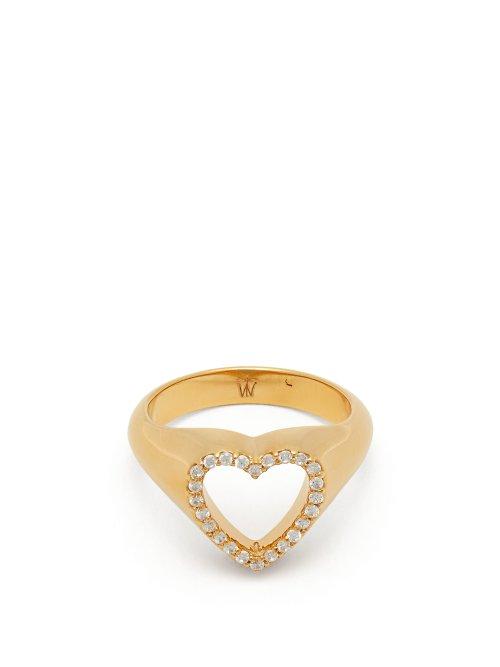 Matchesfashion.com Theodora Warre - Heart Gold Plated Sterling Silver Pinky Ring - Womens - Gold